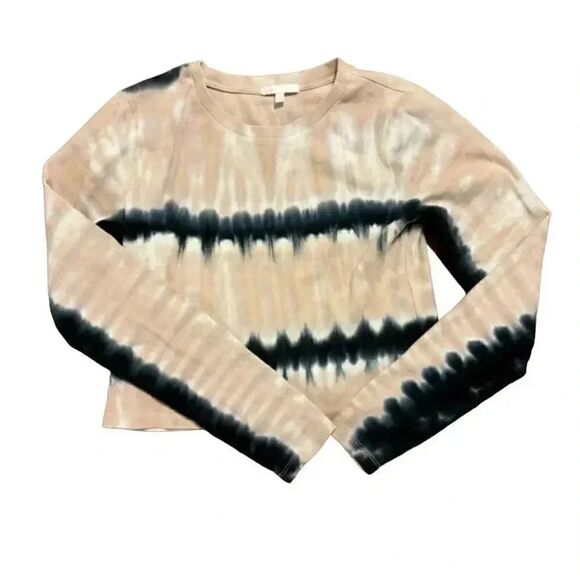 GB Giani Bernini Girl's Tan/Navy Cotton/Spandex Cropped Long Sleeve T-Shirt - Picture 1 of 9
